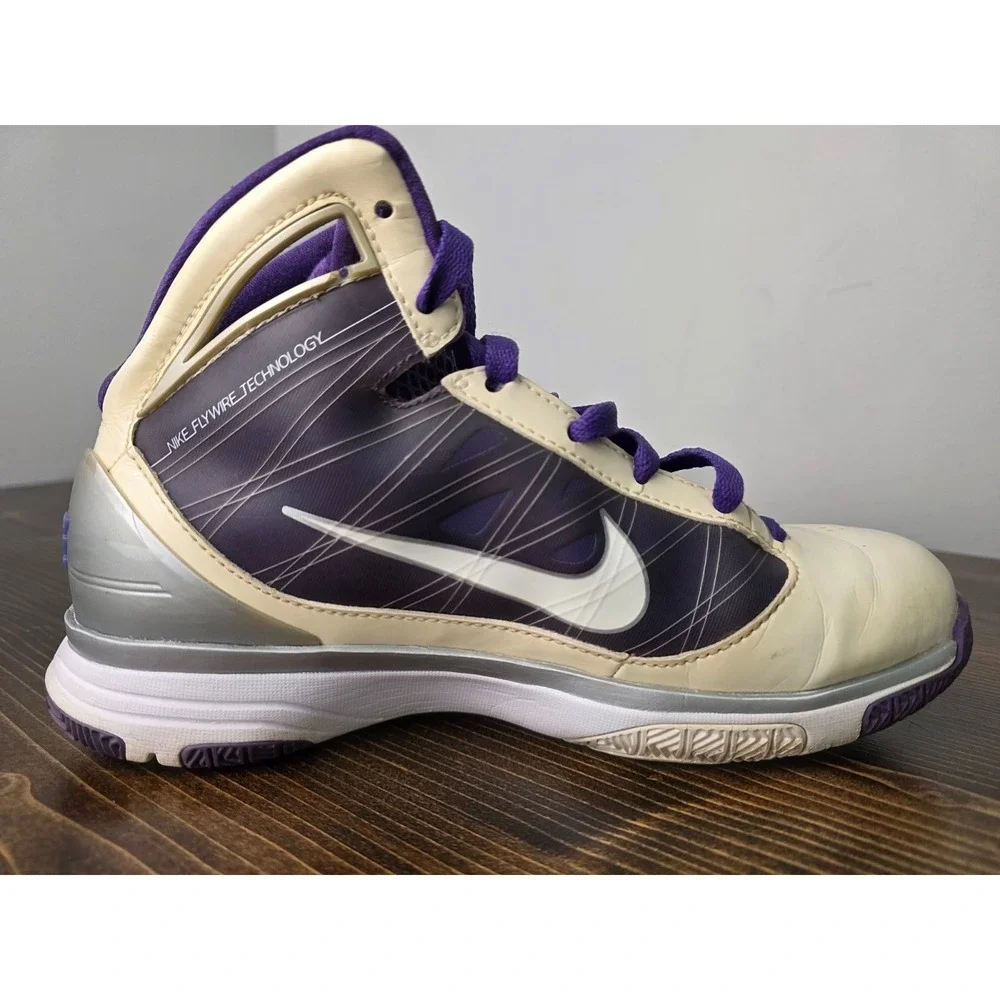 Nike Flywire Hyperize Youth Basketball Sneakers Size 6 White Purple‎ Shoes